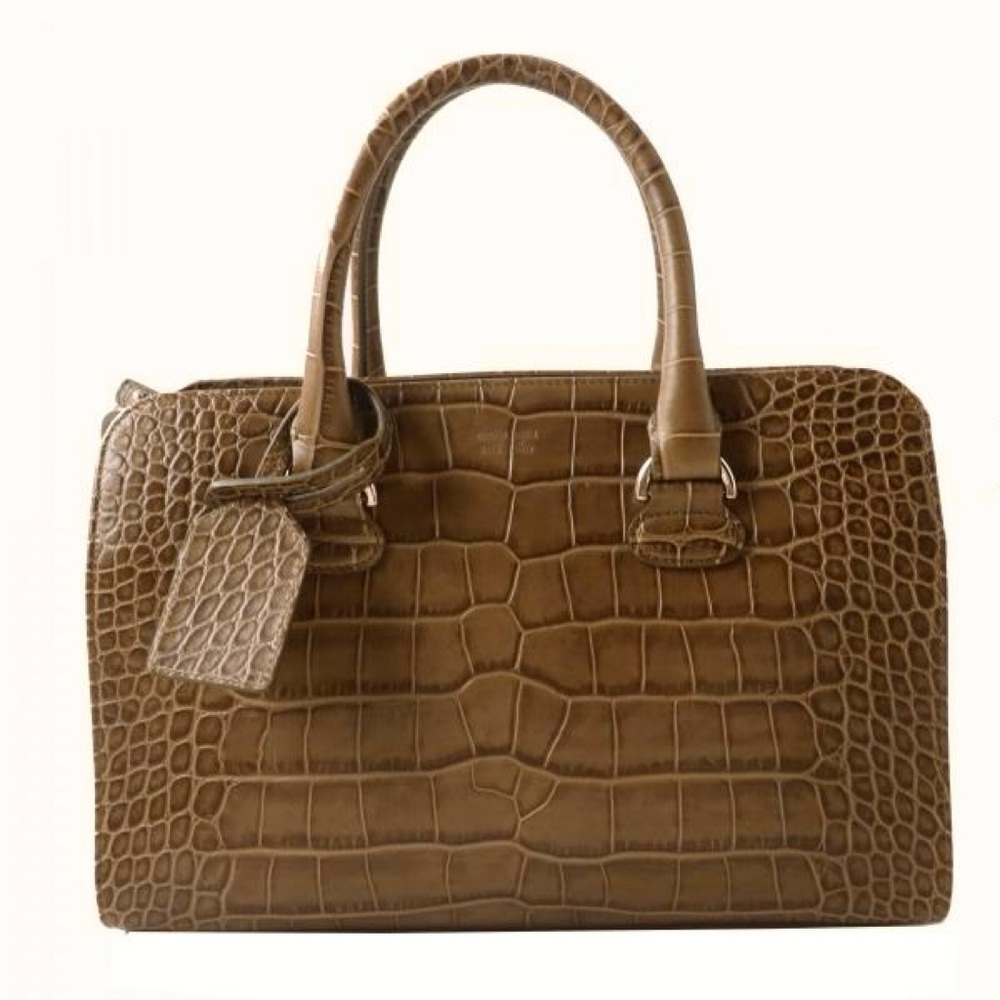Giorgio Armani Brown Crocodile Pattern Handbag